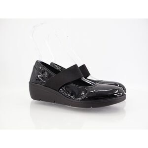 Fly London Women's Dakota Mary Jane Wedge Size 40 9 Black Patent Leather Shoes